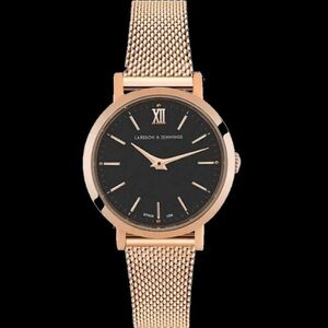 Larsson & Jennings LJXII Lugano Milanese 26mm Rose Gold Black Watch
